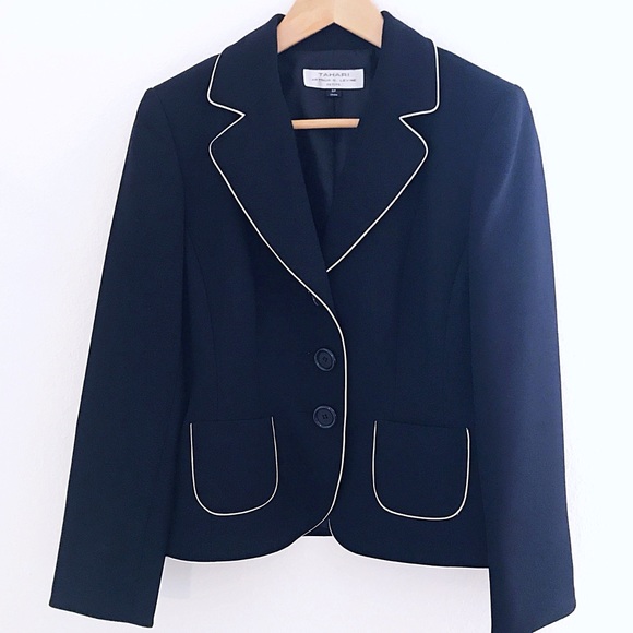 NWT Tahari Navy Blue Blazer Petite Size 6 - Picture 1 of 8